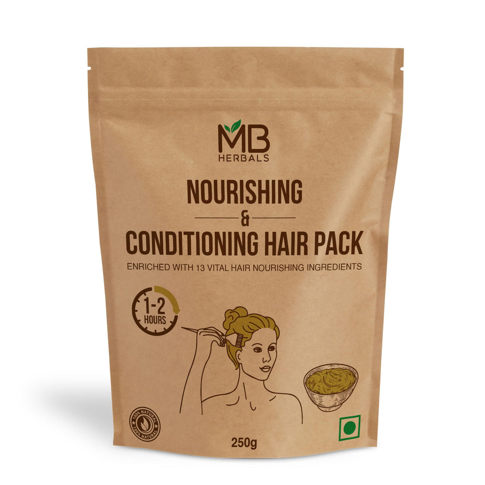 MB Herbals Hair Pack powder blend nourishes and conditions hair.