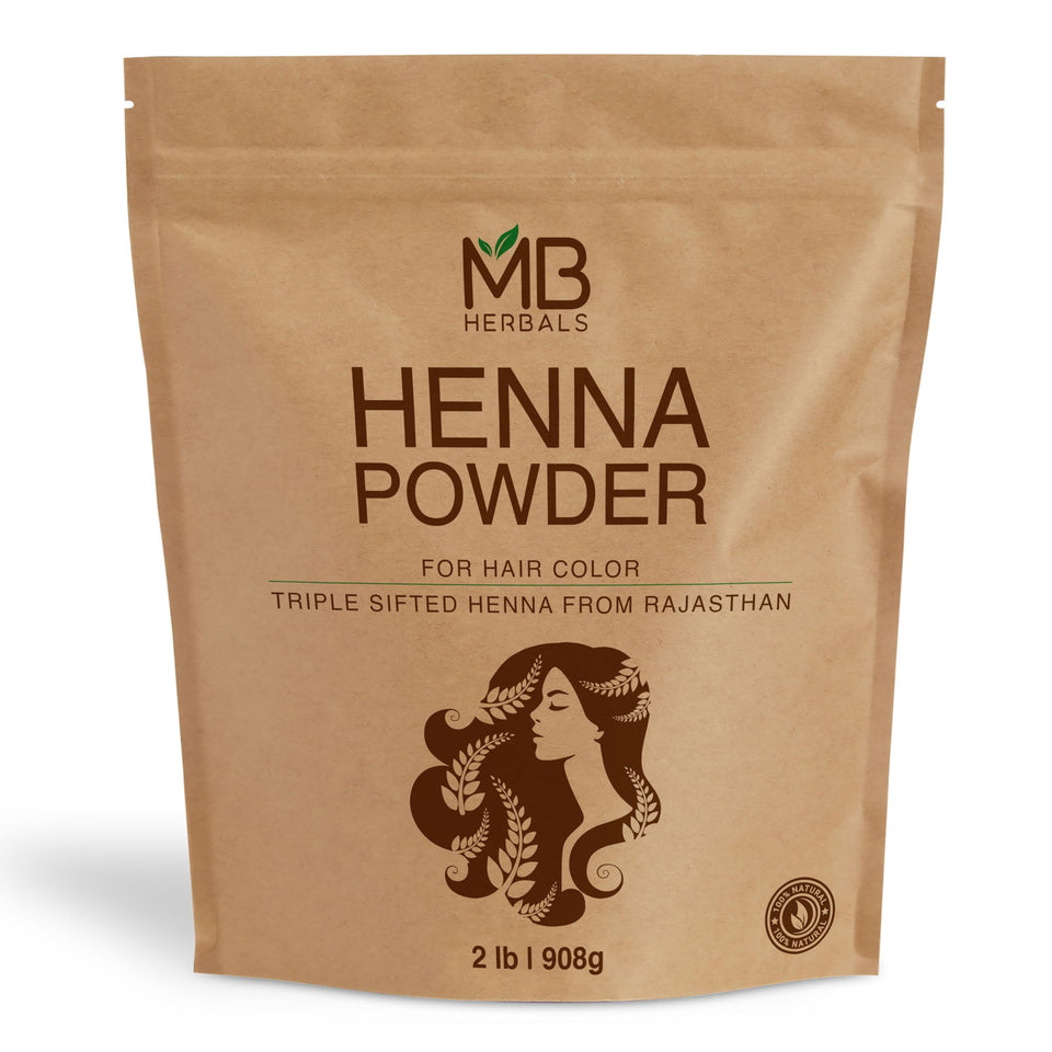 MB Herbals Henna Powder 2lb bulk ready for natural hair conditioning.