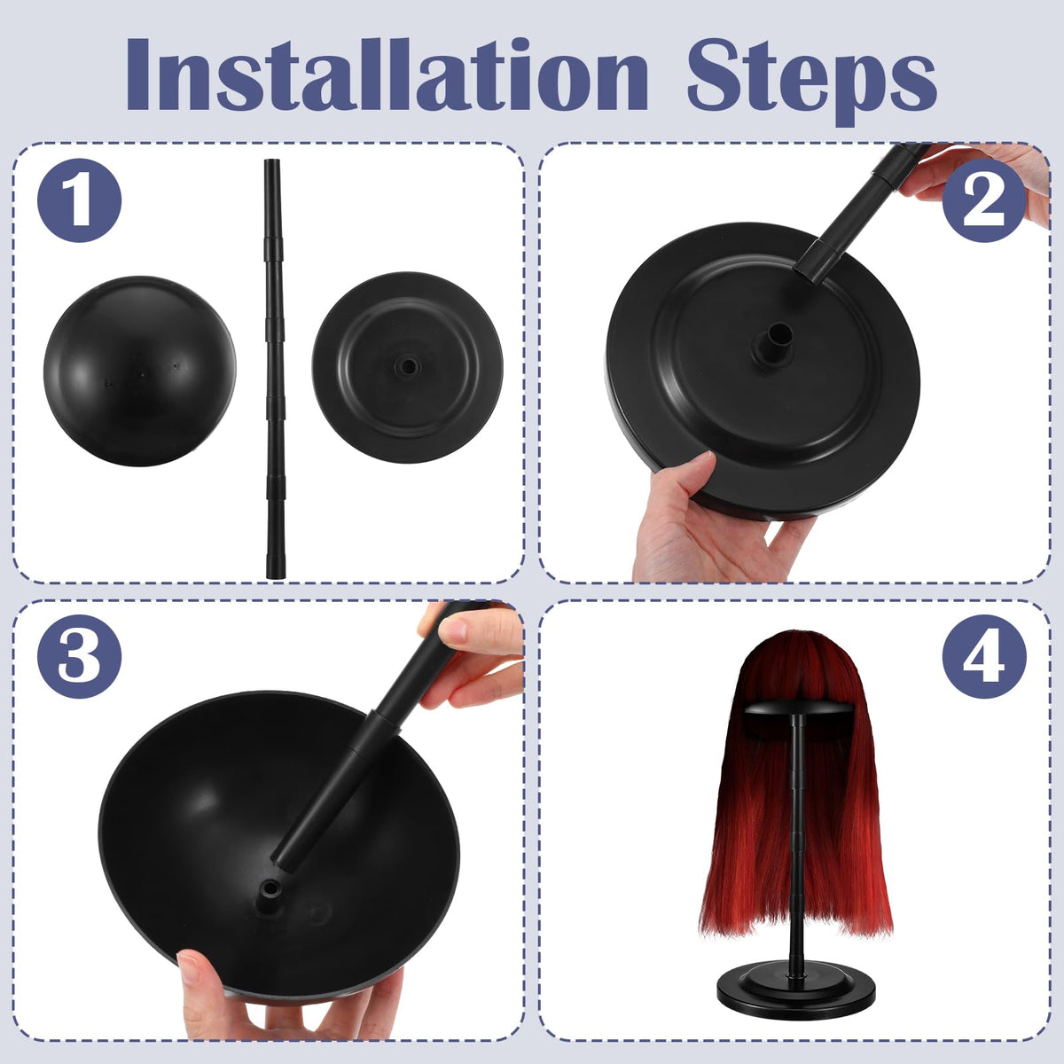 MBAIYO portable wig stand for travel and on-the-go styling