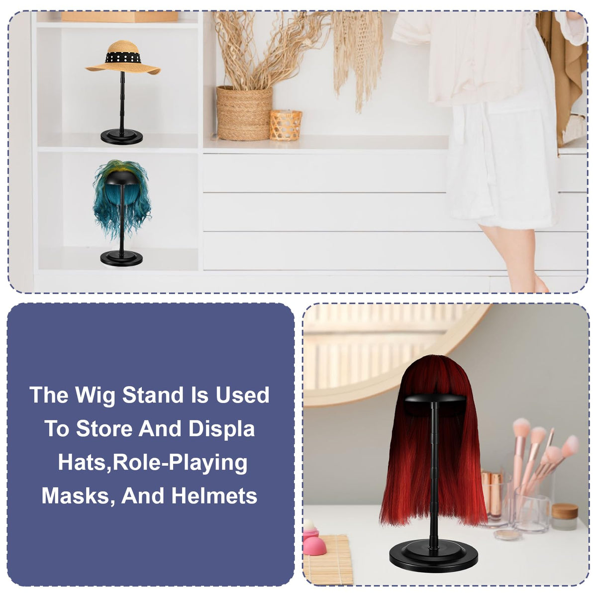 MBAIYO wig stand anti-slip design prevents wig slippage