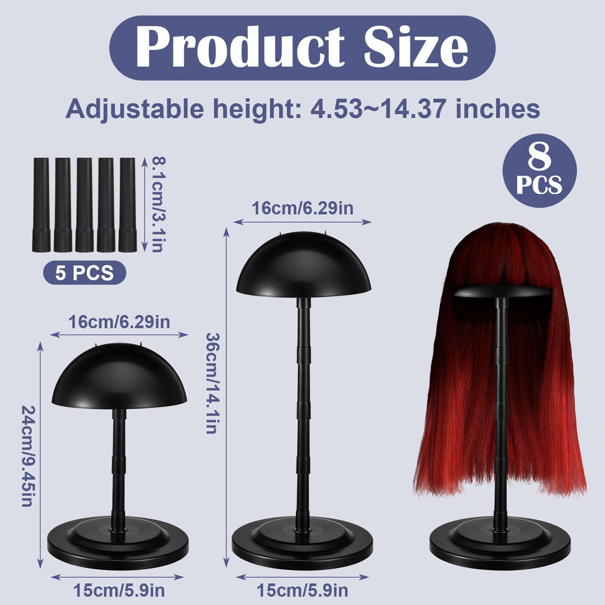 MBAIYO wig stand height adjustable for short to long hairstyles
