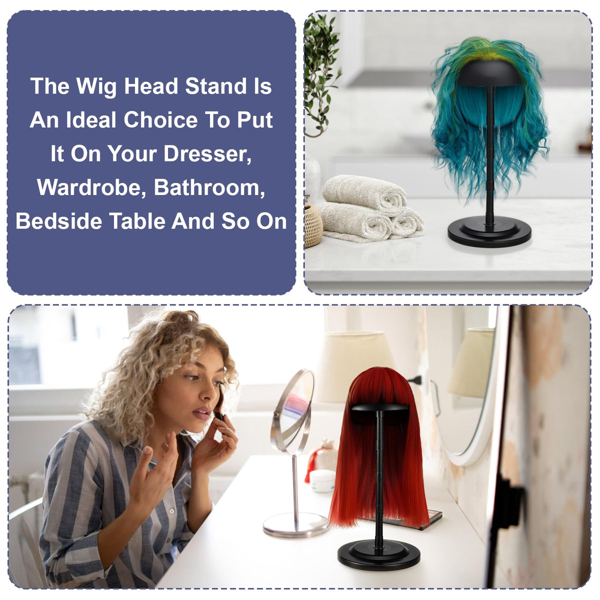 MBAIYO wig stand poles enable adjustable height for various wigs