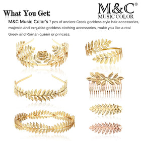 M&C Music Color gold bracelet completes the goddess-inspired ensemble