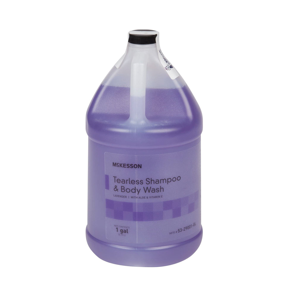 Bulk packaging in care facility setting with McKesson 1-gallon bottle.