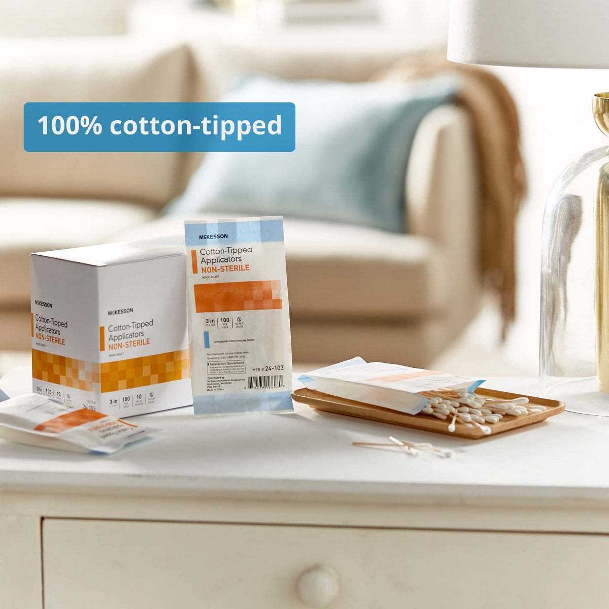 McKesson swabstick soft-tip for precise cleaning and delicate applications.