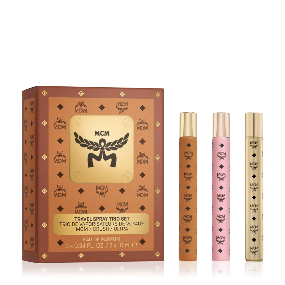 MCM Eau de Parfum travel spray on-the-go fragrance for quick touch-ups.