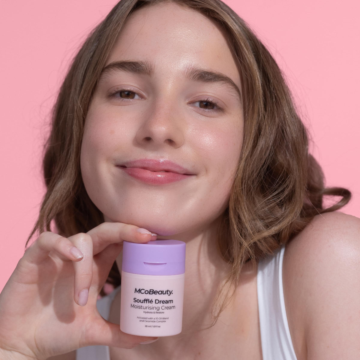 MCoBeauty Soufflé Dream Moisturizer in a daily routine setup