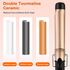 MCODON Curling Iron safety features including anti-scald tip and heat-resistant glove.