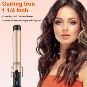 MCODON Curling Iron tourmaline ceramic coating for shine and reduced frizz.