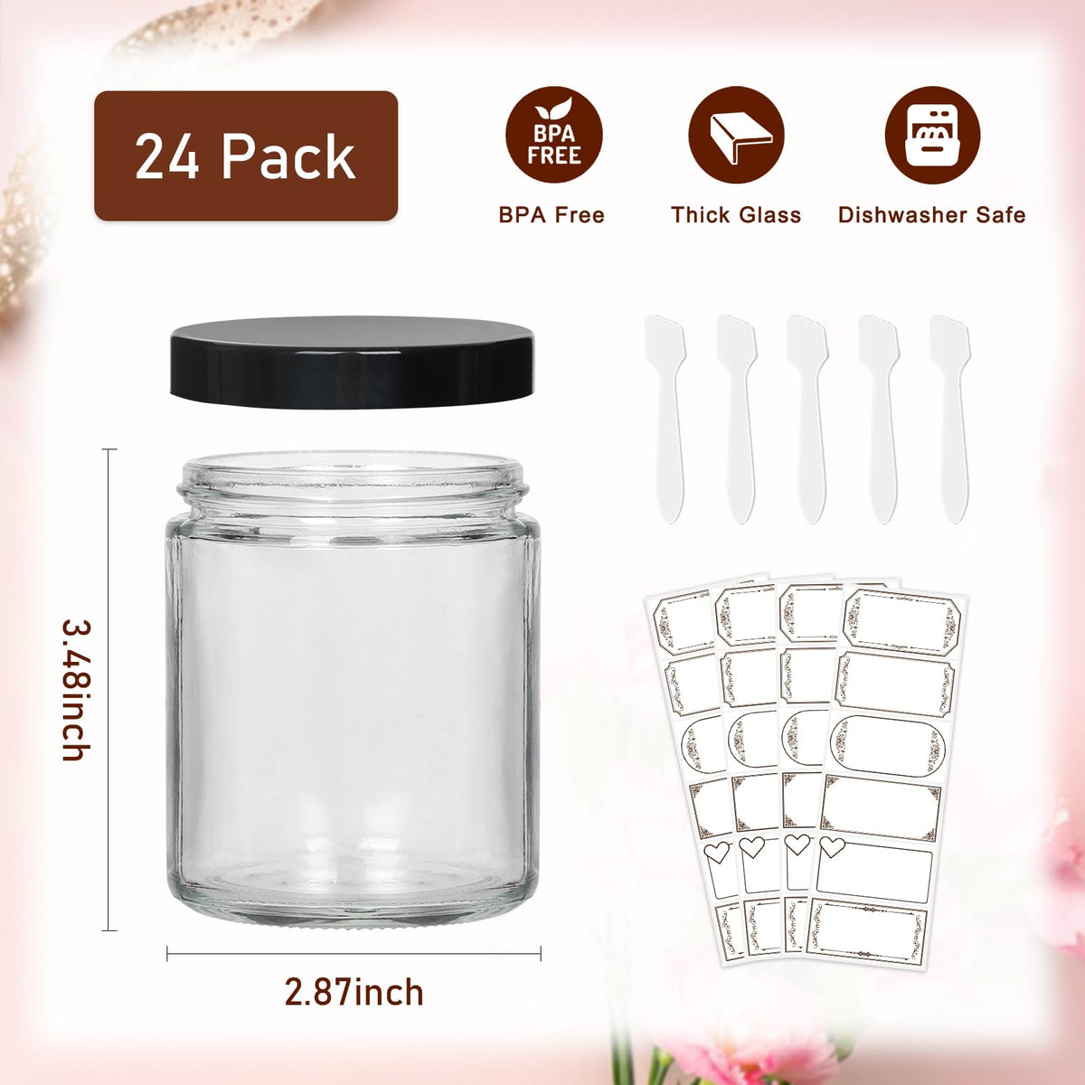 Mcupper 8 oz glass jar with black lid keeps contents airtight during travel.