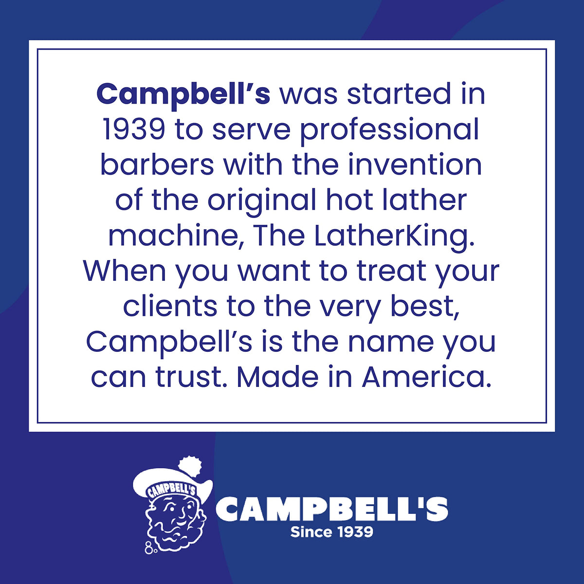 MD Campbell's Pre-Mixed Shave Cream supports professional barber use with consistent lather cycles