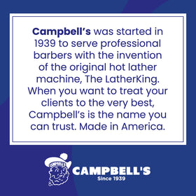 MD Campbell's Pre-Mixed Shave Cream supports professional barber use with consistent lather cycles