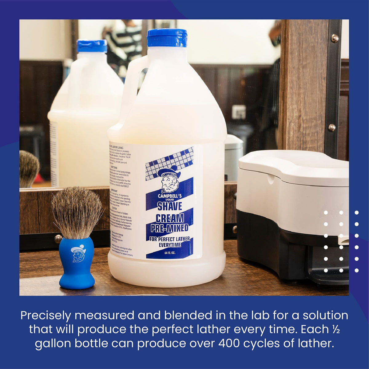 MD Campbell's Shave Cream lather dispense creates thick, luxurious foam for a smooth shave