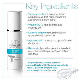 MD Complete Dark Spot Corrector packaging and label highlighting professional-grade skincare at home.