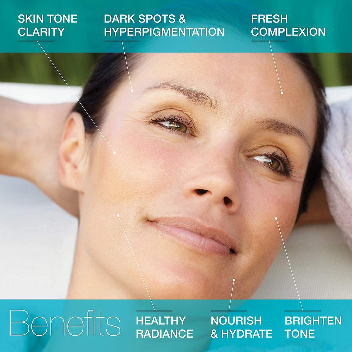 MD Complete Dark Spot Corrector serum texture showing a rich, brightening formula.