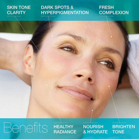 MD Complete Dark Spot Corrector serum texture showing a rich, brightening formula.