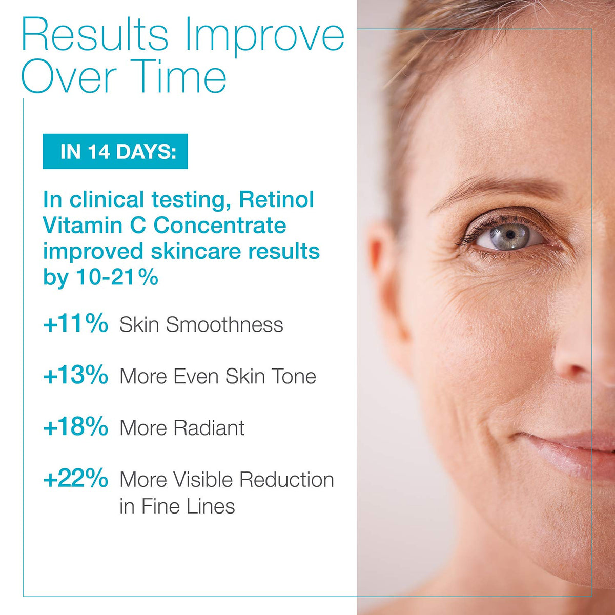 MD Complete Retinol Vitamin C Concentrate Serum close-up on bottle label promoting radiant complexion.