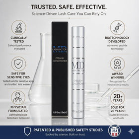 MD Lash Factor trial size close-up shows a non-greasy texture that dries quickly.