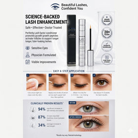 MD Lash Factor trial size compact travel case fits cosmetics bag.