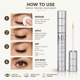 MD Lash Factor trial size safe for sensitive eyes and wearers.