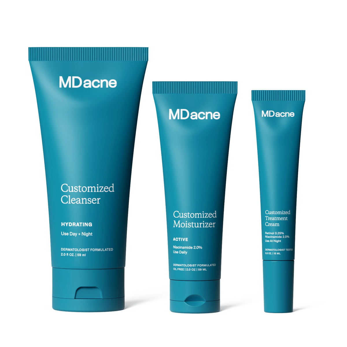 MDacne 3 Step Kit box shown for a complete acne care routine
