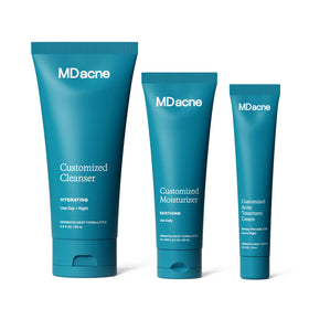 MDacne 3-step kit packaging shown for a complete acne routine option