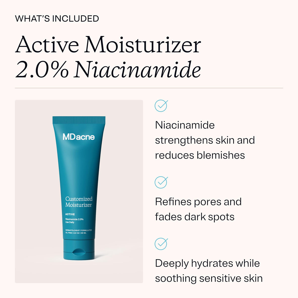 MDacne close-up of ingredients emphasizing plant-based base