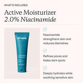 MDacne close-up of ingredients emphasizing plant-based base