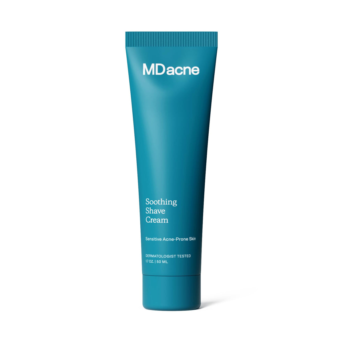 MDacne Shaving Cream bottle front for irritation-free shaving on acne-prone skin
