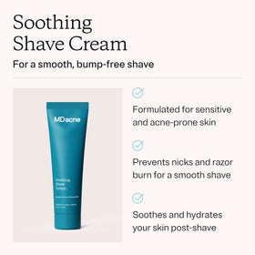 MDacne Shaving Cream lather closeup showing rich foam for smooth glide and sensitive-skin comfort