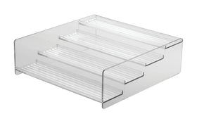 MDesign Ligne Collection clear vanity organizer keeps makeup and skincare within reach.