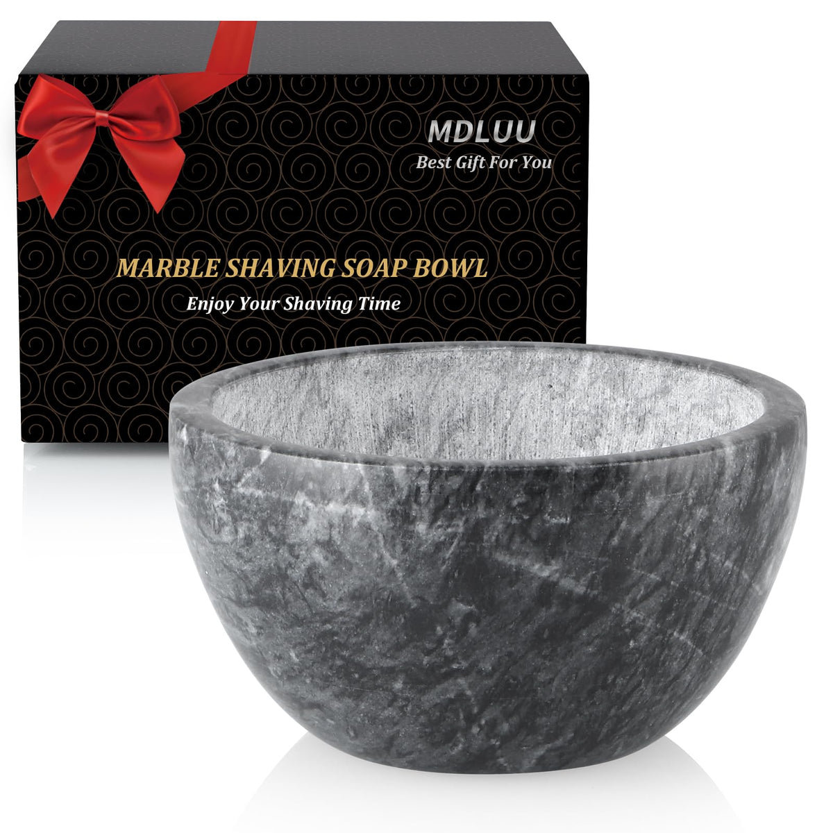 MDLUU Marble Shaving Bowl outer view highlights natural marble pattern and premium look