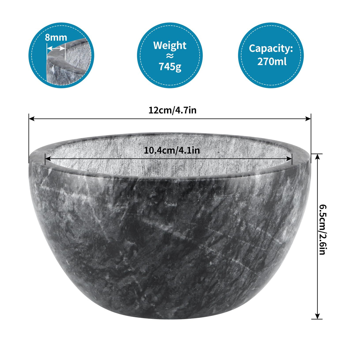 MDLUU Marble Shaving Bowl top rim with smooth finish for comfortable grip
