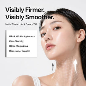MDP+ Premium Collagen Naite Thread Neck Cream being applied to the neck area for targeted care.