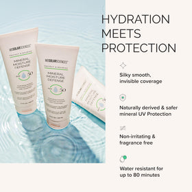 Label close-up on MDSolarSciences Mineral Moisture Defense detailing SPF and ingredients