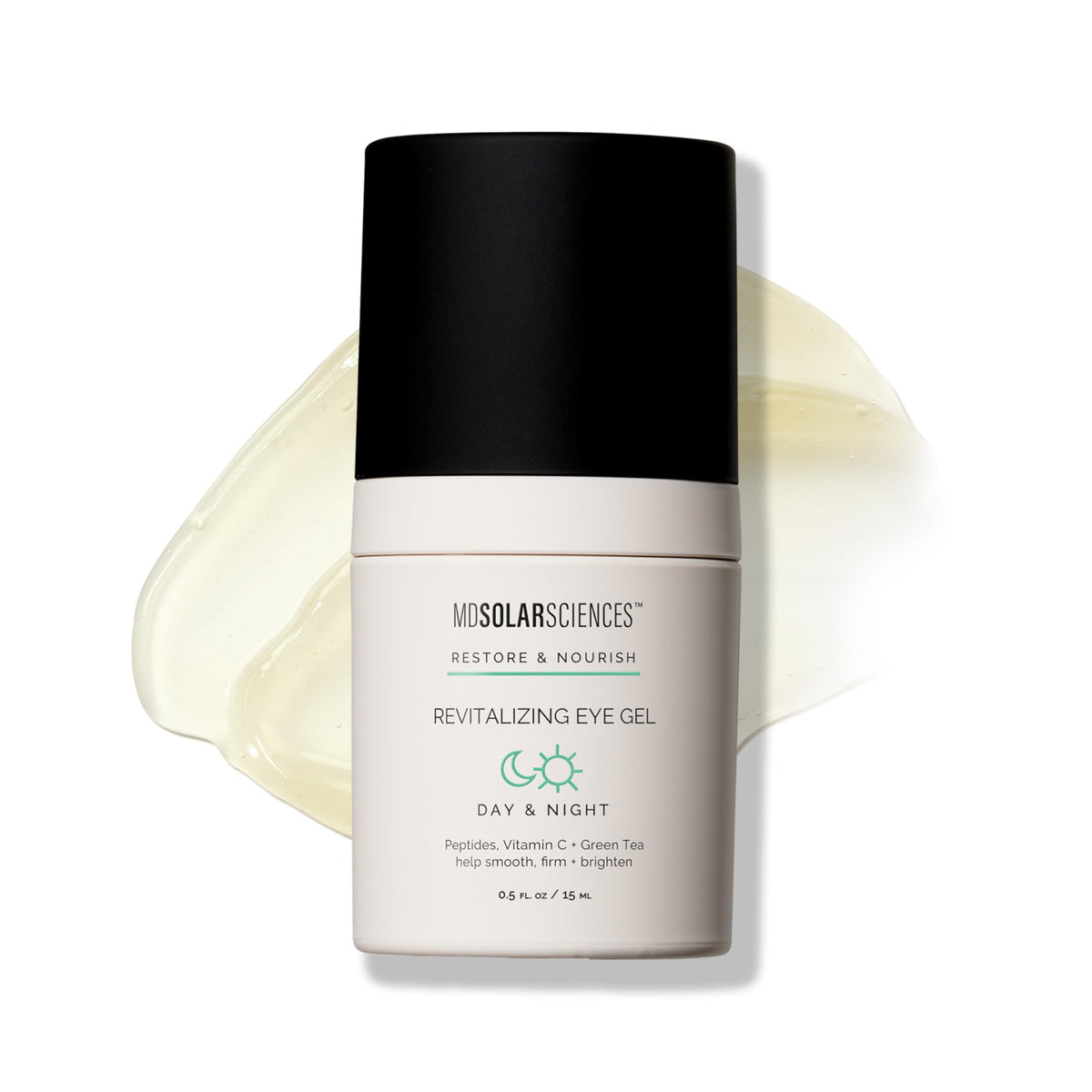 MDSolarSciences Revitalizing Eye Gel bottle shows a brightening formula
