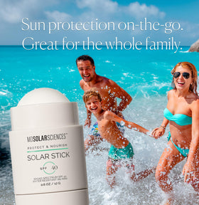 MDSolarSciences Solar Stick SPF 40 portable touch-up on lips, cheeks, and nose.
