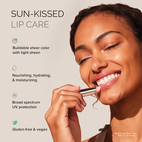 Graphic illustrating lip balm SPF 30 broad spectrum protection