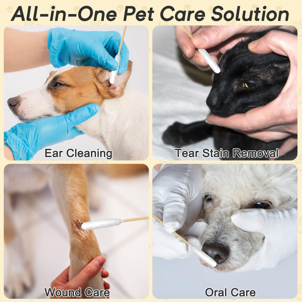 Meanhoo bamboo handle swabs designed for sturdy pet care use