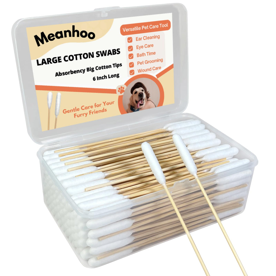 Meanhoo large cotton swabs for dog ear cleaning with safe reach