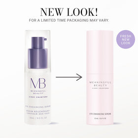 Meaningful Beauty Eye Enhancing Serum under-eye application demonstrates gentle use for reducing signs of fatigue.