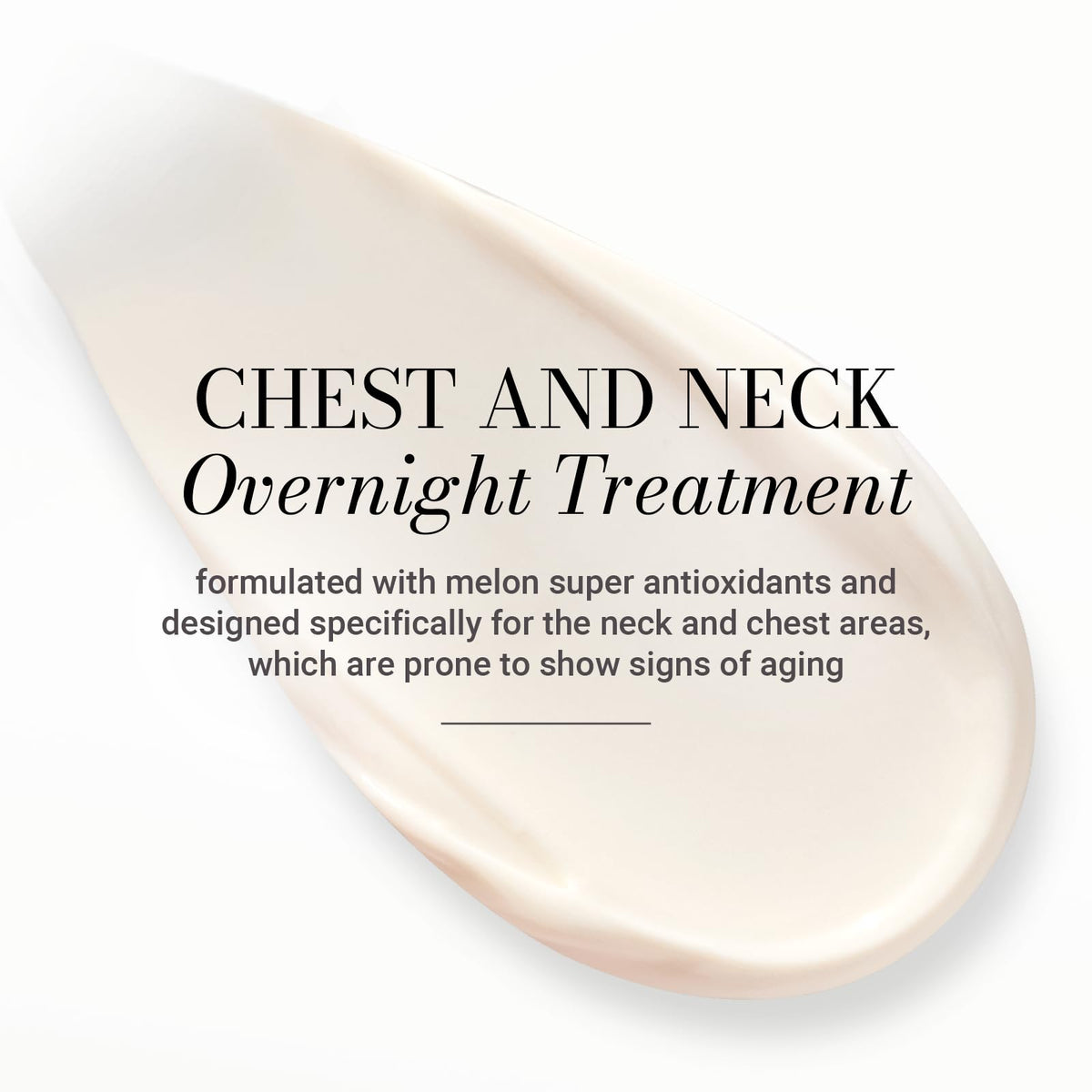 Meaningful Beauty firming chest and neck crème close-up on skin demonstrating smoothing texture.