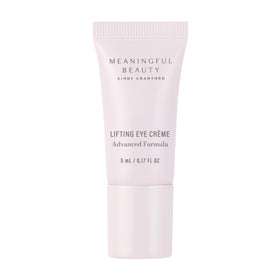 Meaningful Beauty lifting eye creme jar demonstrating hydration for delicate under-eye skin