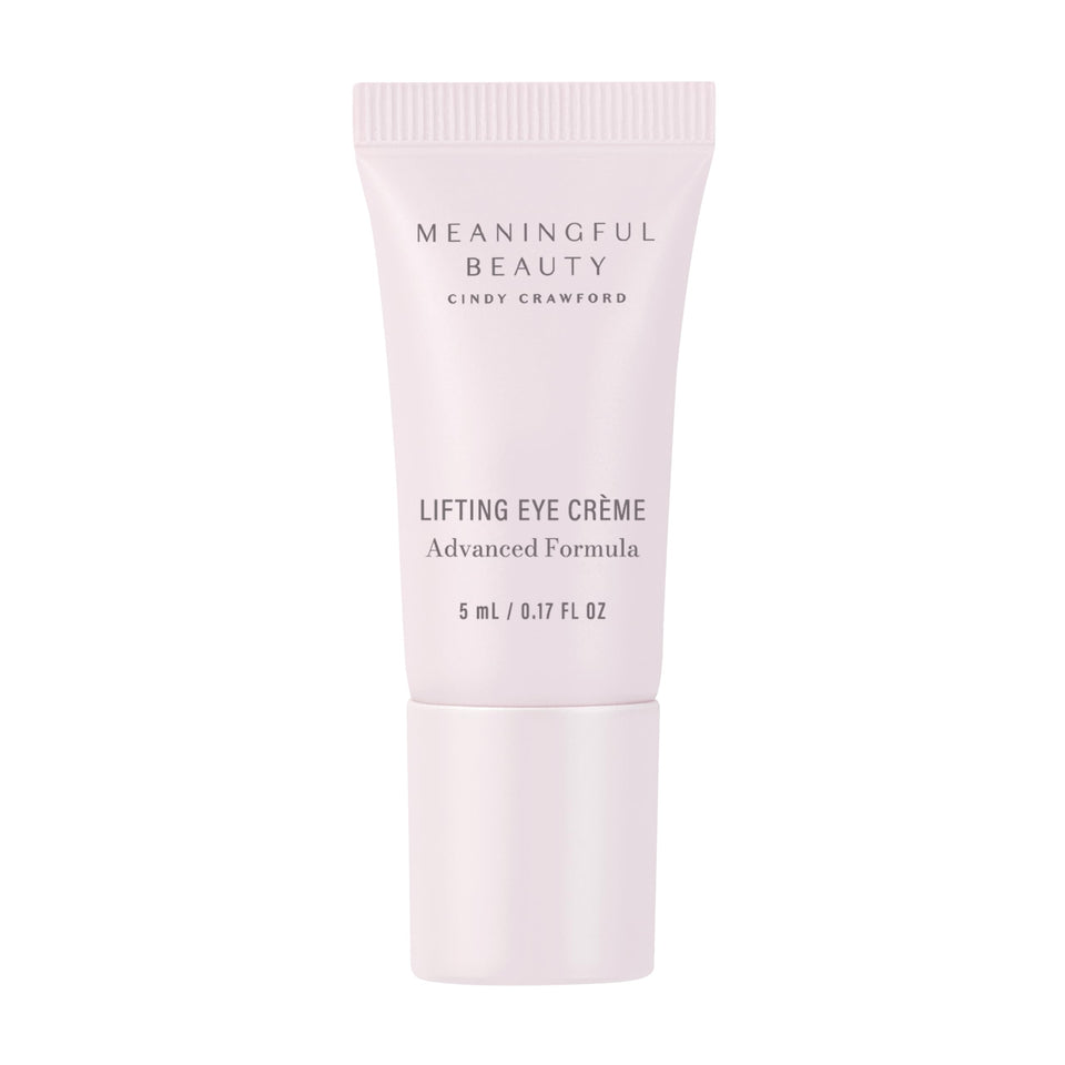 Meaningful Beauty lifting eye creme jar demonstrating hydration for delicate under-eye skin