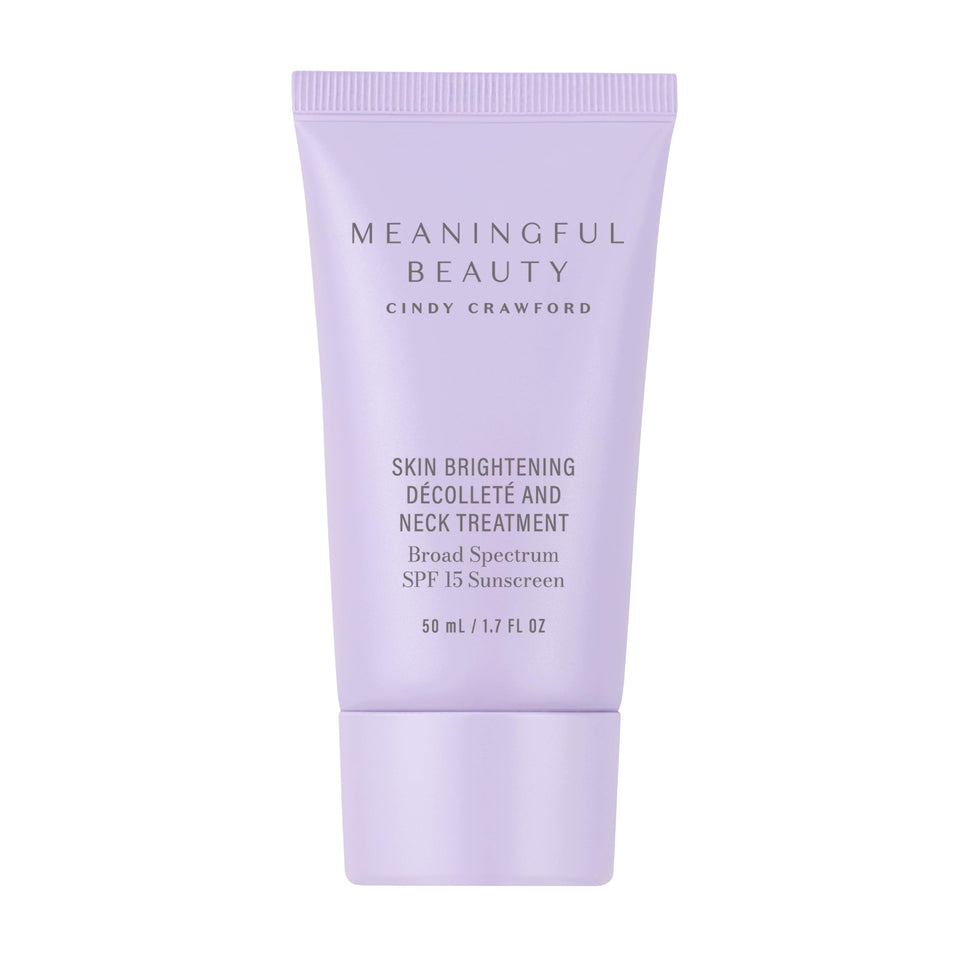 Meaningful Beauty neck-decollete SPF15 cream jar hydrates and brightens for the neck area.