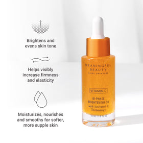 Close-up of Meaningful Beauty oil texture showing non-greasy, silky finish for daily use