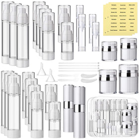 Meanplan 43 pack airless jars in travel bag for mess-free on the go skincare