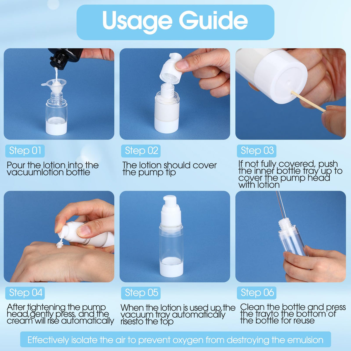 Meanplan airless bottle pump dispensing action highlights precise dosing