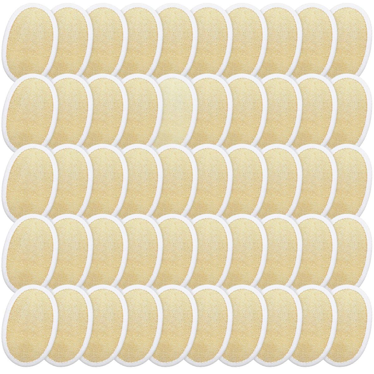 Meanplan exfoliating loofah pad 50-pack for soft cleansing.