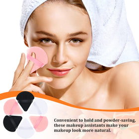 Meanplan puff demonstrating dry powder and wet foundation compatibility